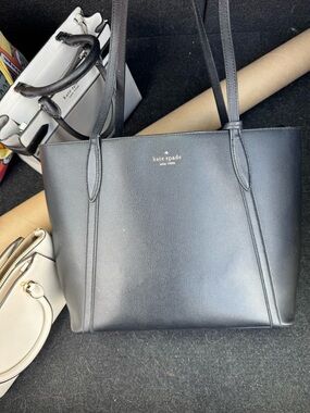 kate spade Black Saffiano Leather Tote with Gold Logo